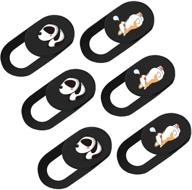 🐼 cute laptop camera cover slide - 6 pack ultra thin 0.027in camera blockers to protect privacy with sliding design for computer, laptop, desktop, pc, imac, macbook pro, mac mini, smartphone (koji+panda) logo