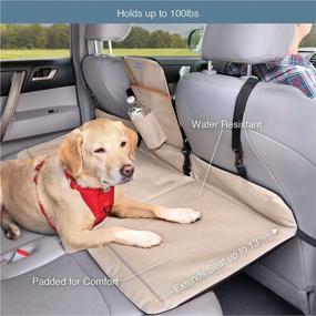 img 3 attached to Kurgo Backseat Bridge Car Extender for Dogs - Padded Pet Barrier, Reversible, Water Resistant, Universal Fit, Cup Holder & Pocket - Up to 100 lbs