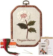 akacraft chinese flowerspick embroidery starter kit, chrysanthemum design, canvas with color pattern, imitated wood rubber hoop, color threads, needles logo