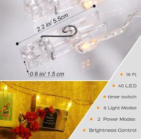 img 2 attached to Anlaibao Photo Clip String Lights with Remote Timer – 40 LED, 18ft, Battery Operated & USB Plug in – Warm White Fairy Lights for Bedroom, Garden Party, Clips Holder, Exhibition, Photos, Pictures, Cards