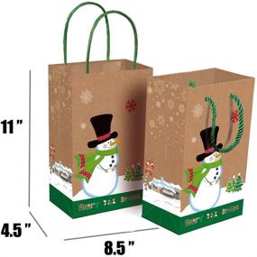 img 2 attached to 🎁 Festive Kraft Christmas Gift Bags with Handles - Xmas Tree, Snowman, and Santa Prints, Ideal for Present Wrapping, Goody Bags for School Parties and Classrooms, 16 Pack