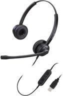 advanced usb headset: noise cancelling mic, binaural, mute control - perfect for office calls, skype, microsoft teams voice recognition, speech dictation logo