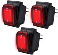 🚗 autoec 3pcs waterproof red led toggle switch 12v - ideal for car, truck, boat, marine utv with 4 pin spst rocker switch, kcd4 logo