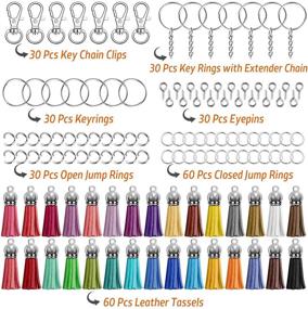 img 2 attached to 🔑 270pcs Keychain Tassels & Rings Set: Acejoz Crafting Kit with Key Chain Tassels, Clip, Extender Chain, Jump Rings, and Eye Pins – Hardware for Keychain Making Supplies