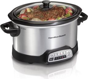 img 4 attached to Hamilton Beach Silver 4-Quart Programmable Slow Cooker - Dishwasher-Safe Crock and Lid (Model 33443)