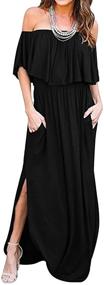 img 4 attached to LILBETTER Womens Shoulder Ruffle Dresses Women's Clothing in Dresses