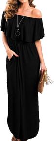 img 3 attached to LILBETTER Womens Shoulder Ruffle Dresses Women's Clothing in Dresses