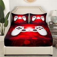 🎮 modern gamepad sheet set: red & white video gamer bedsheet for boys & girls - full size, deep pockets, novelty game controller design logo