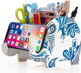 img 3 attached to Mokani Elephant Desk Supplies Organizer: Multifunctional Office Accessories with Phone Stand, Tablet Bracket - Perfect Christmas Gifts for Kids, Girls, Boys, and Women