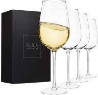 🍷 premium hand blown crystal white wine glasses set of 4 - elegant modern long stemmed chardonnay glasses for wine lovers - perfect for wedding, christmas, wine tasting - 18 oz clear glass logo