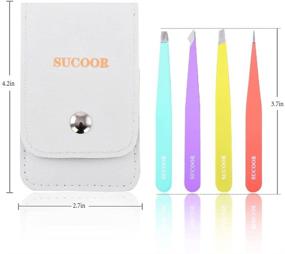 img 2 attached to SUCOOR Professional Stainless Steel Tweezers Set: Perfect 💪 Precision Tools for Eyebrow Shaping, Facial Hair and Blackhead Removal