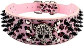 img 4 attached to 🐶 Spiked Leather Dog Collar - 3 Rows Bullet Rivets - Studded PU Leather - Cool Skull Pet Accessories for Medium and Large Dogs - Best Choice for SEO