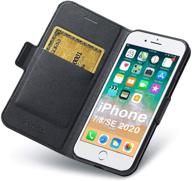 📱 aunote iphone se 2020 wallet case - full protection, slim leather folio cover, card holder, magnetic closure - black logo