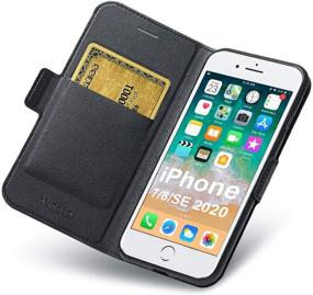 img 4 attached to 📱 Aunote iPhone SE 2020 Wallet Case - Full Protection, Slim Leather Folio Cover, Card Holder, Magnetic Closure - Black