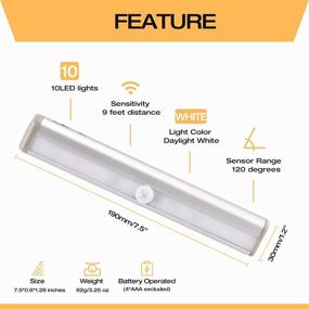 img 2 attached to 💡 10 LED Motion Sensor Closet Lights: Battery Powered Under Cabinet Lighting (Pack of 6)