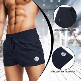 img 2 attached to MICOZIFY Men's Gym Workout Shorts, 3-Inch Bodybuilding Running Shorts with Zipper Pockets: Athletic Gym Shorts for Enhanced Performance