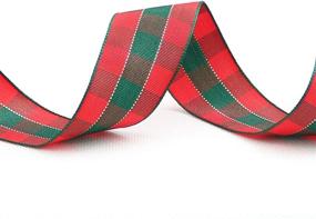 img 2 attached to Лента Wigsmart Plaid Ribbon - Рождественская лента 1.5 дюйма X 20 ярдов, бабинка с золотым окантовкой, грузинская тканевая лента для праздничных поделок и упаковки подарков (горячая красная и прямоугольник из ели)