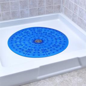 img 4 attached to SlipX Solutions Blue Round Shower Mat: Ample Coverage & Dependable Slip-Resistance (23 Inch Diameter, 160 Suction Cups, Optimal Drainage)
