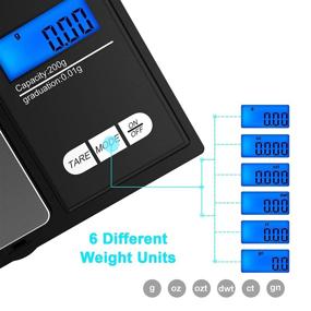 img 3 attached to 📏 Ascher Digital Pocket Scale - 200g/0.01g Mini Scale with LCD Backlit Display, Auto Off, 6 Units, Digital Grams Scale, Food Scale, Jewelry Scale (Includes Battery)