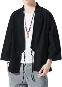 img 2 attached to Seidarise Kimono Cardigan Noragi Japanese Men's Clothing