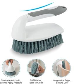 img 2 attached to 🧽 BOOMJOY Long Handle Floor Scrub Brush Set, Including Scrubber Brush and Tile Lines Brush, for Bathroom and Kitchen Cleaning, Gray, 3 Piece