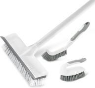 🧽 boomjoy long handle floor scrub brush set, including scrubber brush and tile lines brush, for bathroom and kitchen cleaning, gray, 3 piece logo
