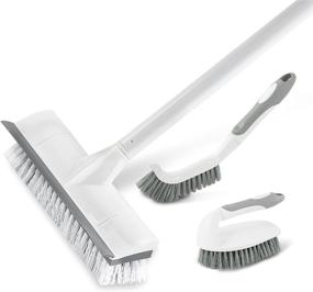img 4 attached to 🧽 BOOMJOY Long Handle Floor Scrub Brush Set, Including Scrubber Brush and Tile Lines Brush, for Bathroom and Kitchen Cleaning, Gray, 3 Piece