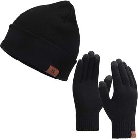 img 4 attached to 🧤 Winter Warm Beanie Hat and Touchscreen Gloves Set: Soft Skull Cap and Gloves Set for Men and Women with Knit Fleece Lining