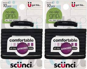 img 1 attached to Scunci No-Slip Grip Black Elastics: Ultimate All Day Hold, 10-Pcs per Pack (2-Packs Total)