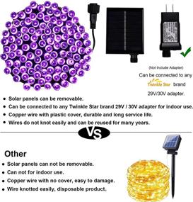 img 3 attached to 🌟 Twinkle Star Solar String Lights Halloween Decoration: 98FT 300 LED Purple Fairy Light for Outdoor/Indoor Decor, Waterproof & Solar Powered, Perfect for Garden Backyard Patio Yard Holiday Party