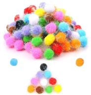 🐱 tech p glitter pom pom balls sparkle balls for cats - all time favorite toy ball - tinsel pom poms for christmas party decorations - assorted color - 45mm, 1.8” with glitter - 100 pack with bonus coaster logo