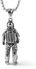 img 1 attached to 🚀 Personalized 3D Goth Stainless Steel Astronaut Pendant Necklace with Spaceman Design - AsAlways, 22" + 2" Chain