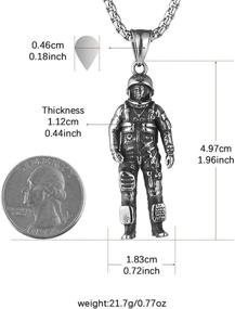 img 3 attached to 🚀 Personalized 3D Goth Stainless Steel Astronaut Pendant Necklace with Spaceman Design - AsAlways, 22" + 2" Chain