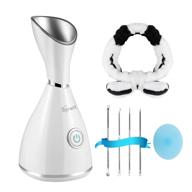 🌬️ nano ionic facial steamer with deep cleaning spa humidifier - surwit: moisturize skin, cleanse pores, blackhead remover kit, hair band, face brush included logo