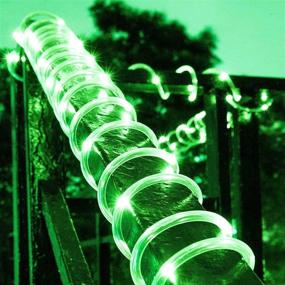 img 3 attached to 🌞 Oluote Solar Rope Lights - 200 LEDs, 66ft/20M, 2 Modes - Waterproof Solar String Copper Wire Light for Outdoor Garden Yard Path Fence Tree Wedding Party Decorative (Green, 66ft)