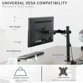 img 2 attached to VIVO Single LCD Monitor Desk Mount: Fully Adjustable Stand for 13-32 inch Screens, Tilt, Swivel, Max VESA 100x100