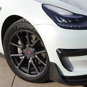 img 3 attached to 🔴 Dекоративные колпаки Tesla Model 3 для центральных крышек дисков Aero Wheels - набор в цвете Titanium Deep Gray с красным символом T