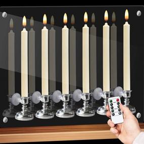 img 4 attached to 🕯️ Enhance your Home Decor with GenSwin Window Flameless Taper Candles – Set of 6 Real Wax LED Candles with Remote & Timer, Flickering Warm 3D Wick Light, Suction Cups, and Silver Holders!