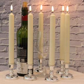 img 2 attached to 🕯️ Enhance your Home Decor with GenSwin Window Flameless Taper Candles – Set of 6 Real Wax LED Candles with Remote & Timer, Flickering Warm 3D Wick Light, Suction Cups, and Silver Holders!