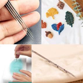 img 1 attached to 🧶 lmzay Needle Felting Kit with Wood Handle, Scissors, and Finger Cots - 22 Pcs Felt Stitch Punch Tool for Starter