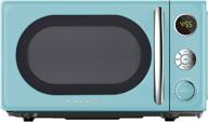 🔵 galanz glcmka07ber-07 retro microwave oven, led lighting, easy grip handle, child safety lock, bebop blue, 0.7 cu ft логотип