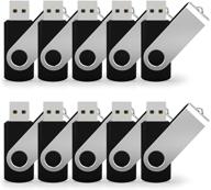 💽 10 pack of juanwe 8gb usb flash drives - usb 2.0 thumb drives - fold storage memory stick with swivel design - black logo