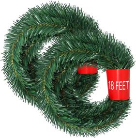 img 4 attached to 🎄 Artiflr 2 Strands 40 Feet Christmas Garland, Artificial Soft Greenery Pine Garland for Wedding Party, Stairs, Fireplaces Decoration - Perfect for Indoor/Outdoor Use