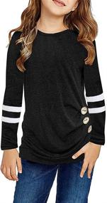 img 3 attached to Remikstyt Sleeve Striped Crewneck Casual Girls' Clothing