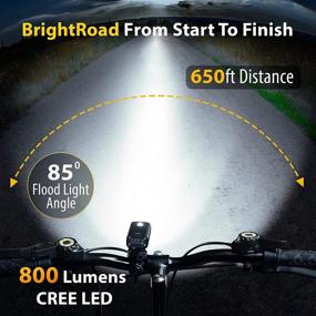 img 3 attached to 🏼 BrightRoad 8000LM Bike Headlight | Wide 85°, 650ft Range | 40L Smart Bike Tail Light | Auto On/Off Bicycle Light | Front & Back Led Bike Lights Rechargeable Set | Waterproof IPX6