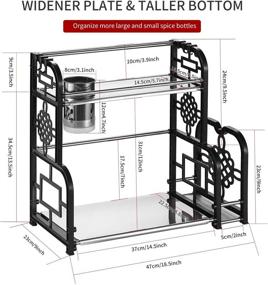 img 3 attached to 🌶️ DUSASA 2-Tier Spice Rack Organizer with Hooks - Ideal Countertop Storage Shelf for Large/Small Jars, Bottles, and Condiments