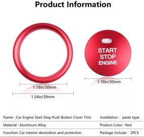 img 1 attached to 🔴 Enhance Your Mazda's Interior with LECART 2Pcs Red Start Stop Engine Button Cover - Stylish Auto Keyless Ignition Button Trims for Men and Women