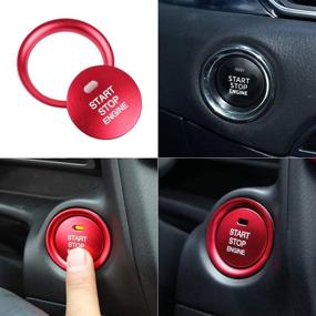 img 3 attached to 🔴 Enhance Your Mazda's Interior with LECART 2Pcs Red Start Stop Engine Button Cover - Stylish Auto Keyless Ignition Button Trims for Men and Women