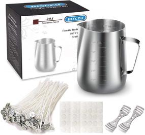 img 4 attached to DINGPAI Candle Making Kit: Premium Craft Tools for DIY Candles - Pouring Pot, Wicks, Stickers & Holders