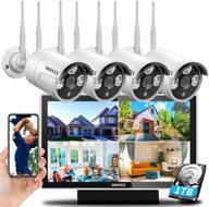 📸 enhanced wifi dual antenna wireless home security camera systems outdoor with 10-inch screen monitor - complete video surveillance camera system with hard drive and 4 wireless cameras logo